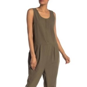 Eileen Fisher Organic Cotton Crepe Olive Jumpsuit